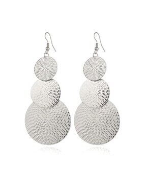 Statement Earrings Large Circle Bold Dangle Diva Textured Stylish Glam Trendy